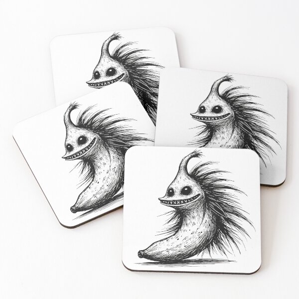 Item preview, Black and White Banana Monster - Scruffy Creature designed and sold by Blink Art Studio.