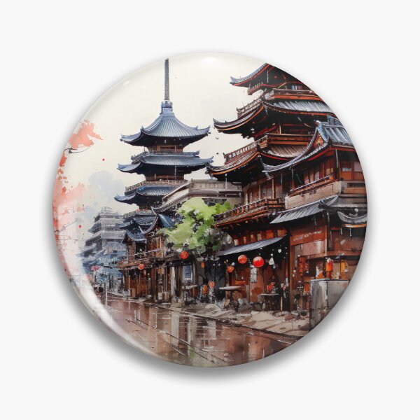 Item preview, Japanese Watercolor - Gion Geisha District designed and sold by KootenayDesigns.