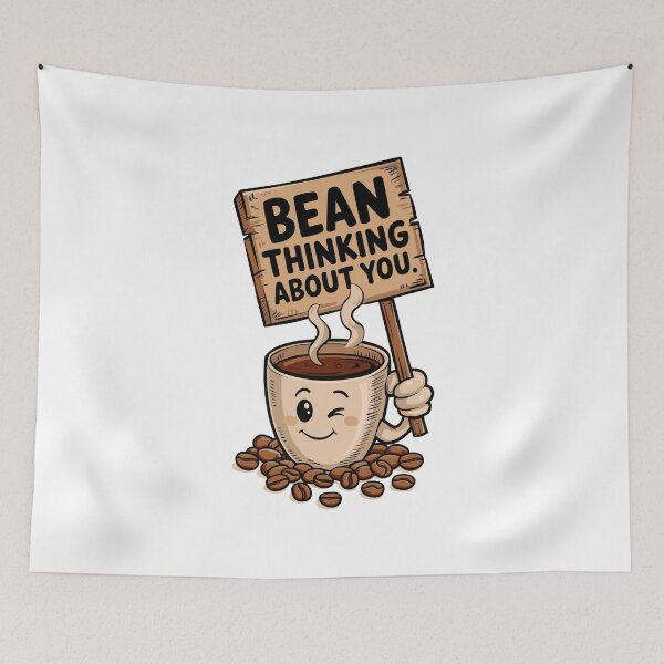 Item preview, Coffee Lover Cute Mug with Wink Face and Coffee Beans designed and sold by w1ckerman.