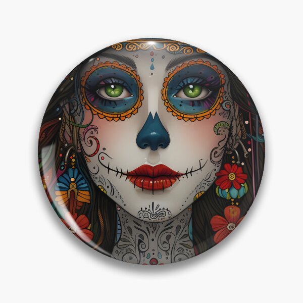 Item preview, Colorful Day of the Dead Catrina with Floral Hat Art designed and sold by Artessie.