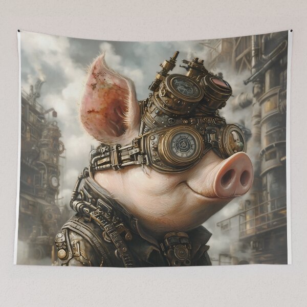 Item preview, Steampunk Pig in Goggles designed and sold by effervescence.