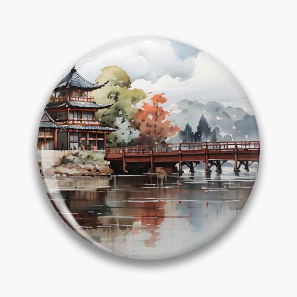 Item preview, Japanese Watercolor - Itsukushima Shrine designed and sold by KootenayDesigns.