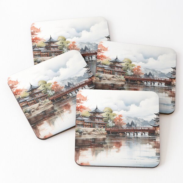 Item preview, Japanese Watercolor - Itsukushima Shrine designed and sold by KootenayDesigns.