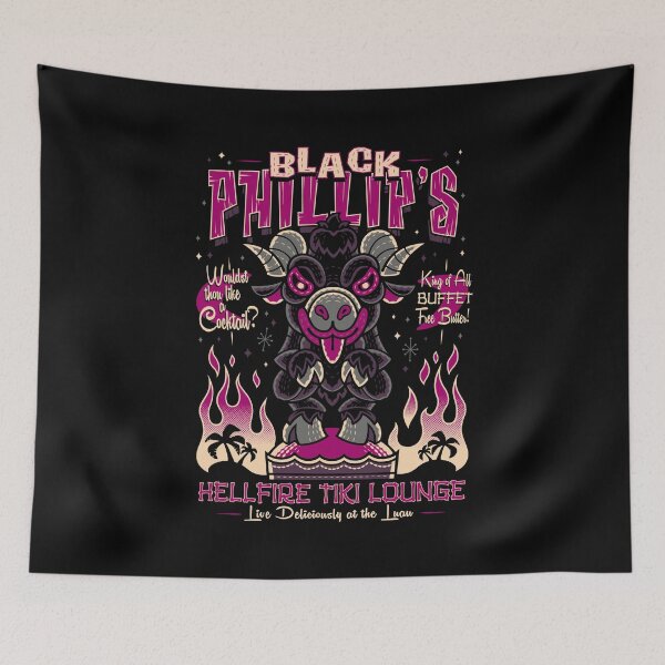 Item preview, Black Phillip Tiki - Creepy Cute Goat - Occult Vintage Retro Surf Vacation designed and sold by Nemons.