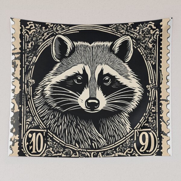 Item preview, Raccoon Vintage Postage Stamp designed and sold by Vintagestamps.