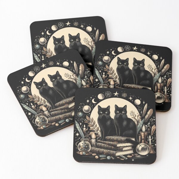 Item preview,  Mystical Black Cats with Magical Books and Moons designed and sold by IllumeInk.