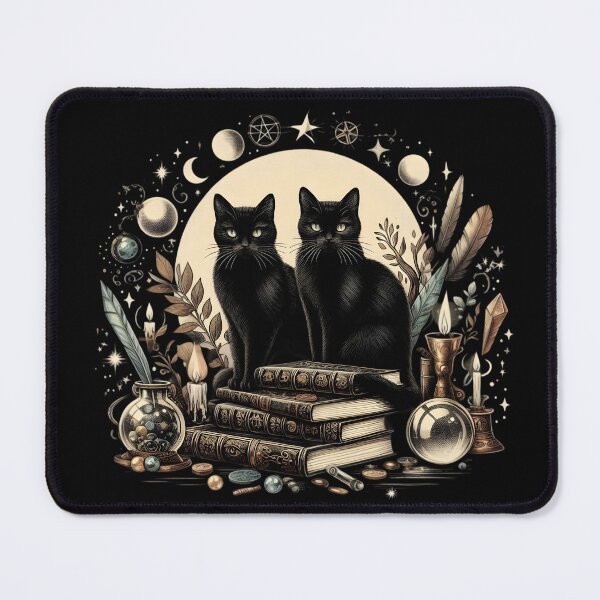 Item preview, Mystical Black Cats with Magical Books and Moons designed and sold by IllumeInk.