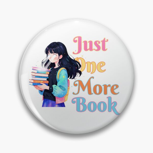 Item preview, Just One More Book - Dark-haired girl with laser eyes - Booktook Reader designed and sold by BookishNookish.