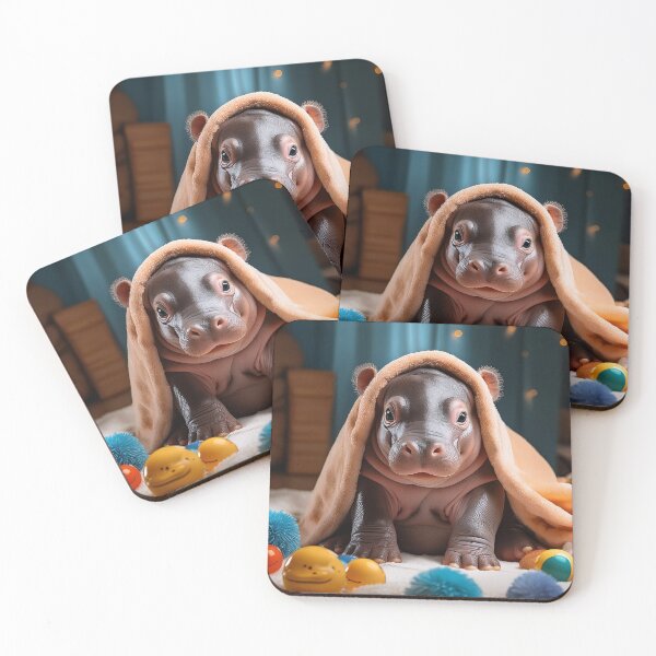 Item preview, Cute baby hippos in diapers playing with toys and cuddling with blankets, T-shirt designed and sold by Little KAIJU.