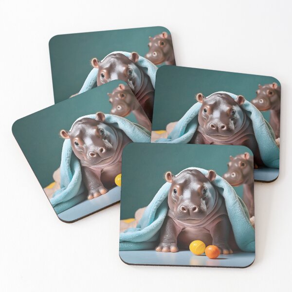 Item preview, Cute baby hippos in diapers playing with toys and cuddling with blankets, T-shirt designed and sold by Little KAIJU.