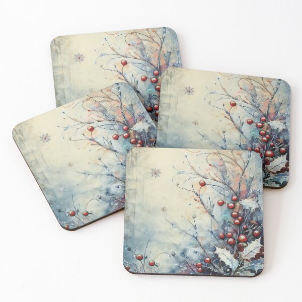 Item preview, Boho winter decor, winter wonderland 2, cool color palette, winter landscape, frozen ice, icicle, neutral colours, cool blue, blue tones, hollyberry  designed and sold by navitalidesign.