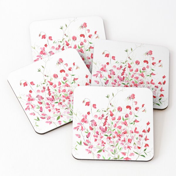 Item preview, hand painted pink magenta sweet peas watercolour  designed and sold by ColorandColor.