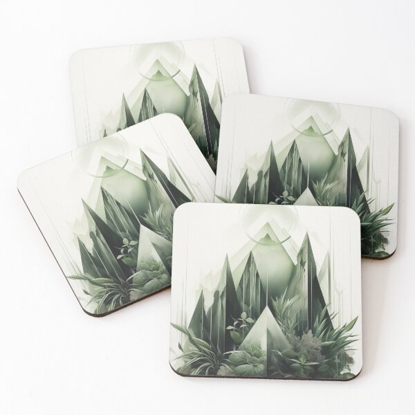 Item preview, Abstract Green Beautiful Mountains. Contemporary flora art designed and sold by GiriaGallery.