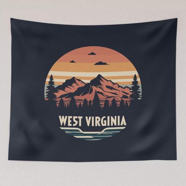 Item preview, West Virginia - Vintage Sunset - Colorful Illustration designed and sold by Amazing States of America.