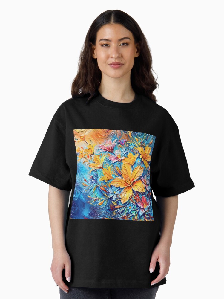 Thumbnail 2 of 7, Oversized T-Shirt, Energetic Bloom Swirls: Abstract Artistry designed and sold by blackhalt.
