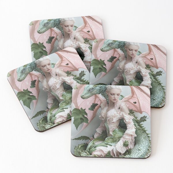 Item preview, "Fairy Tale Dragon Couture: Pink-Green Palette" designed and sold by MacroArtHub.