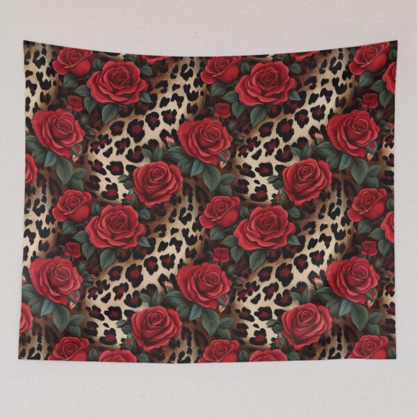 Item preview, red roses and leopard print designed and sold by Yviemakes.
