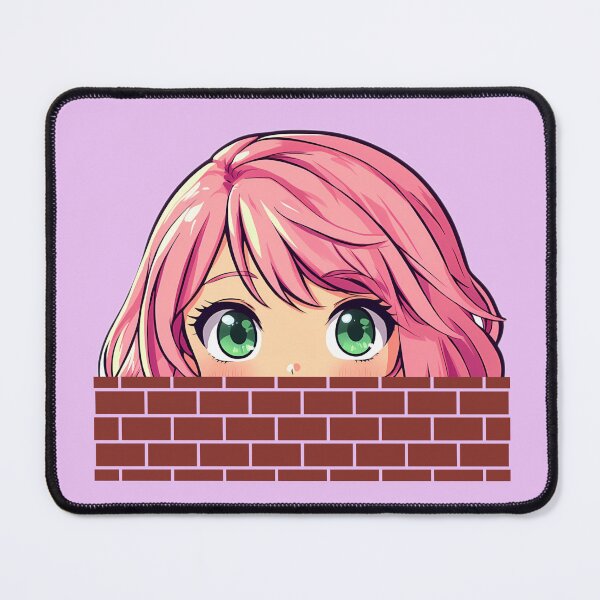 Item preview, Anime girl peeking over a wall designed and sold by OwlWorks.