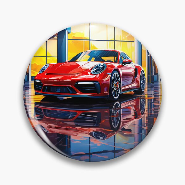 Item preview, Sleek Red Sports Car In Modern Showroom designed and sold by RevUpDesign.
