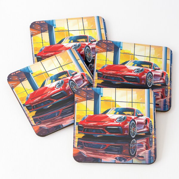 Item preview, Sleek Red Sports Car In Modern Showroom designed and sold by RevUpDesign.