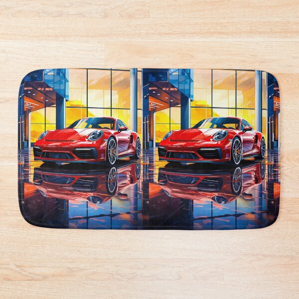 Item preview, Sleek Red Sports Car In Modern Showroom designed and sold by RevUpDesign.