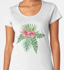 Camiseta premium de cuello ancho Clúster tropical de belleza oscura