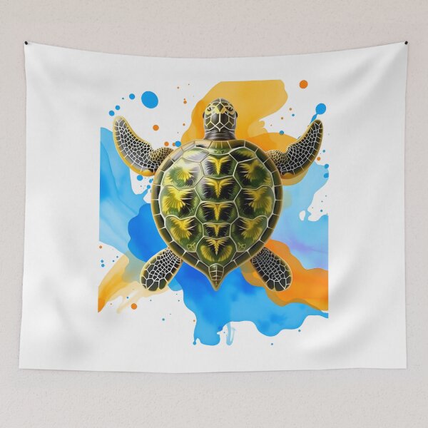 Item preview, Turtle Mating: Vibrant Splashes of Blue and Orange designed and sold by NeoArtworks.