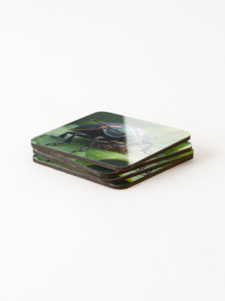 Thumbnail 4 of 5, Coasters (Set of 4), Pirate Bug designed and sold by InsectWorldofAI.