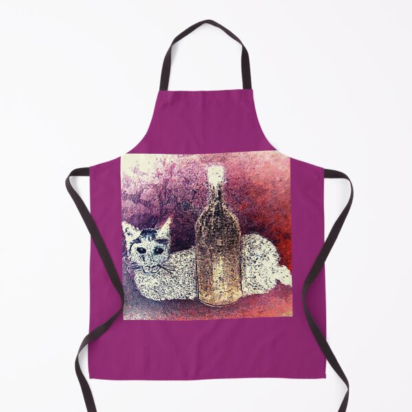 Item preview, White cat and bottles designed and sold by Gmzago.