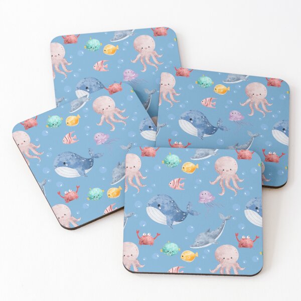 Item preview, Cute Ocean Animals Pattern designed and sold by HematiteDesign.