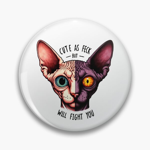 Item preview, Creepy/ Cute Sphynx split Face, Cute As Feck, But Will Fight You Funny Hairless Cat designed and sold by SomniferumWars.