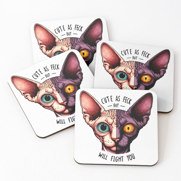 Item preview, Creepy/ Cute Sphynx split Face, Cute As Feck, But Will Fight You Funny Hairless Cat designed and sold by SomniferumWars.