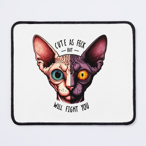 Item preview, Creepy/ Cute Sphynx split Face, Cute As Feck, But Will Fight You Funny Hairless Cat designed and sold by SomniferumWars.