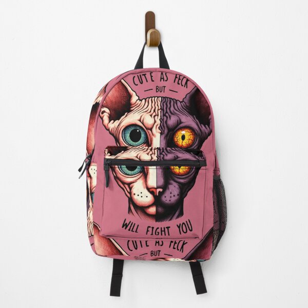 Item preview, Creepy/ Cute Sphynx split Face, Cute As Feck, But Will Fight You Funny Hairless Cat designed and sold by SomniferumWars.