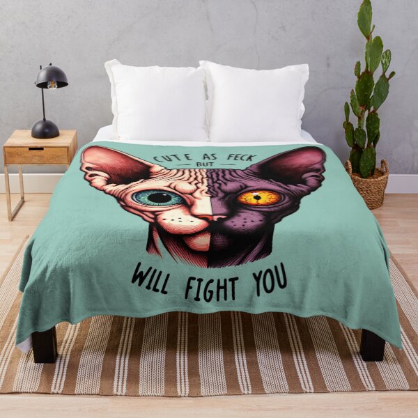 Item preview, Creepy/ Cute Sphynx split Face, Cute As Feck, But Will Fight You Funny Hairless Cat designed and sold by SomniferumWars.