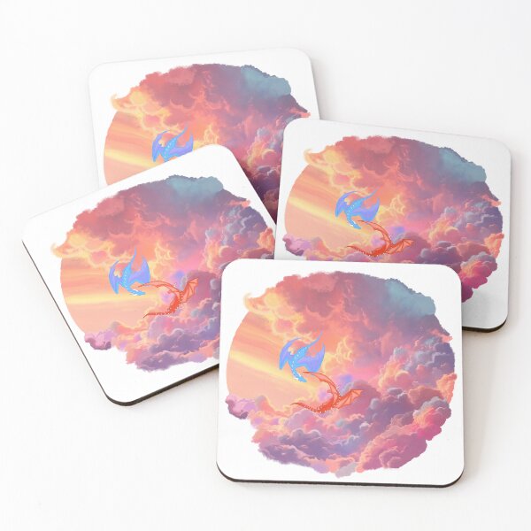 Item preview, Dragon skies- blue and red dragon at sunset cloudscape designed and sold by GeekandArtsy.