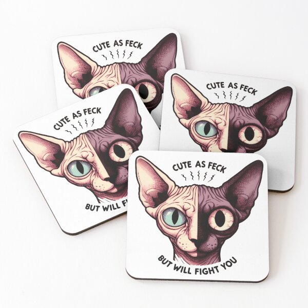 Item preview, Creepy/ Cute Sphynx split Face, Cute As Feck, But Will Fight You Funny Hairless Cat designed and sold by SomniferumWars.