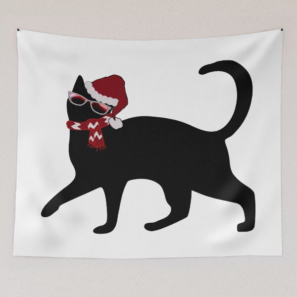 Item preview, Black Cat With Santa Hat designed and sold by m2inspiration.