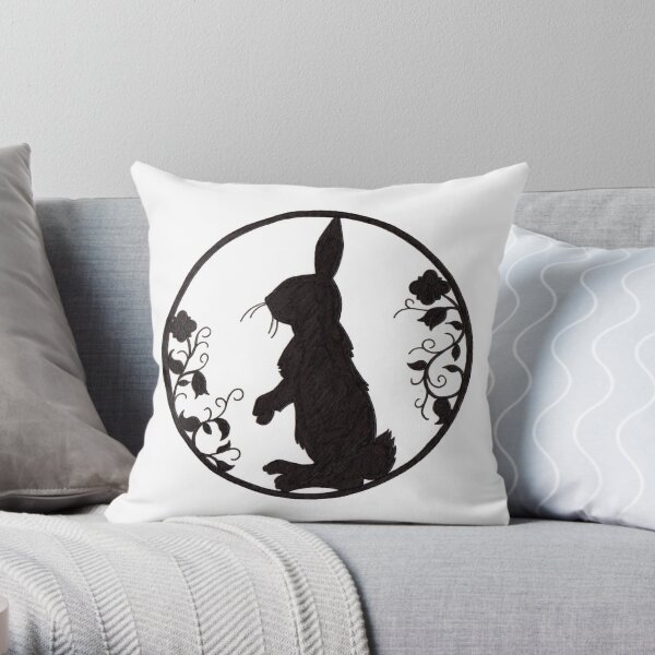 Rabbit Silhoutte Throw Pillow