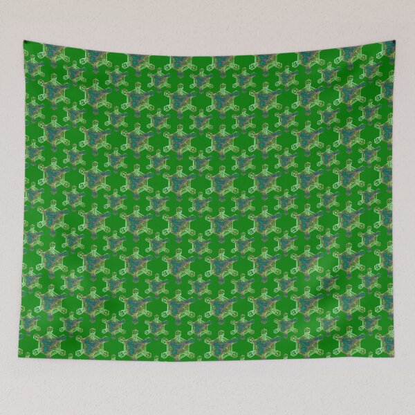 Aperçu de l'œuvre Snowflake Mixed Sizes on Green 5748 créée et vendue par Art in My Loft.