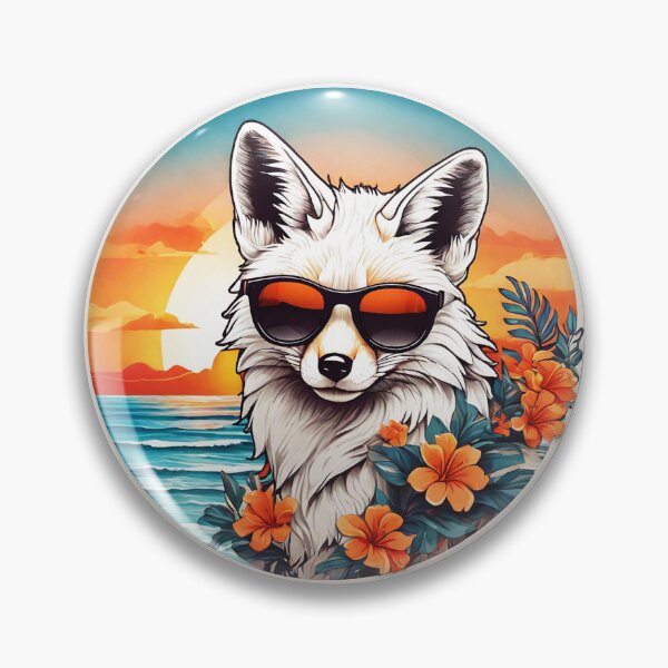 Item preview, White Fox with Sunglasses at Sunset on a Hawaii Beach designed and sold by NautiChic.