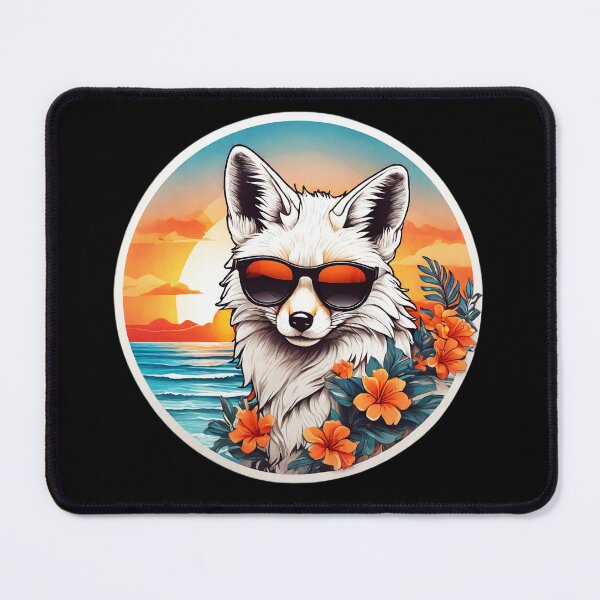 Item preview, White Fox with Sunglasses at Sunset on a Hawaii Beach designed and sold by NautiChic.
