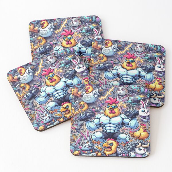 Item preview, falcon88 Buff Chickens vs Robo Warriors designed and sold by Imaginarium of Chaos falcon88 .