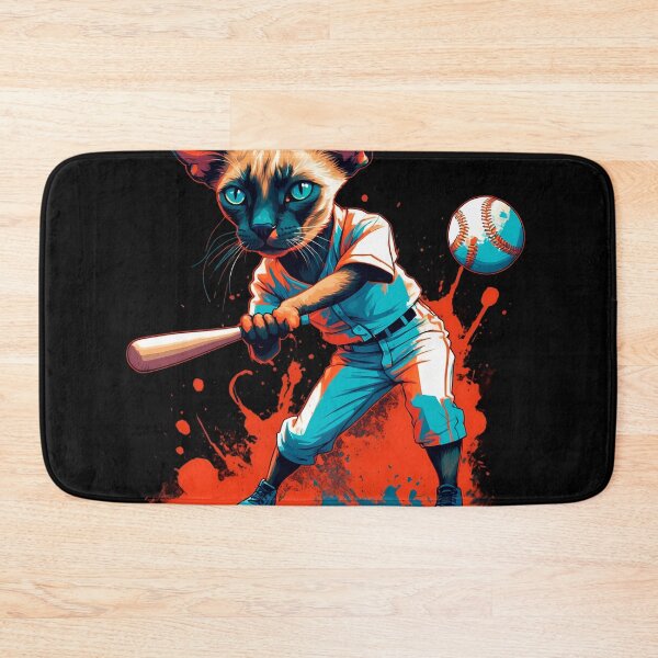 Item preview, Siamese cat playing baseball designed and sold by Furrifico.