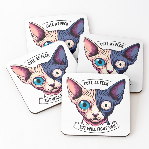 Item preview, Creepy/ Cute Sphynx split Face, Cute As Feck, But Will Fight You Funny Hairless Cat designed and sold by SomniferumWars.