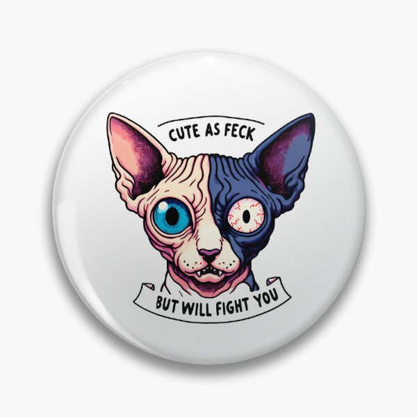Item preview, Creepy/ Cute Sphynx split Face, Cute As Feck, But Will Fight You Funny Hairless Cat designed and sold by SomniferumWars.