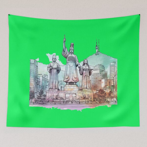 Item preview, 3D Sketch Collection of Seoul’s Famous Statues with Scenic Backdrops , designed and sold by PaintMeWorld.