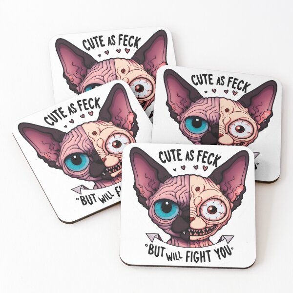 Item preview, Creepy/ Cute Sphynx split Face, Cute As Feck, But Will Fight You Funny Hairless Cat designed and sold by SomniferumWars.