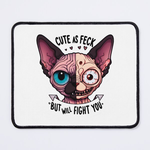 Item preview, Creepy/ Cute Sphynx split Face, Cute As Feck, But Will Fight You Funny Hairless Cat designed and sold by SomniferumWars.