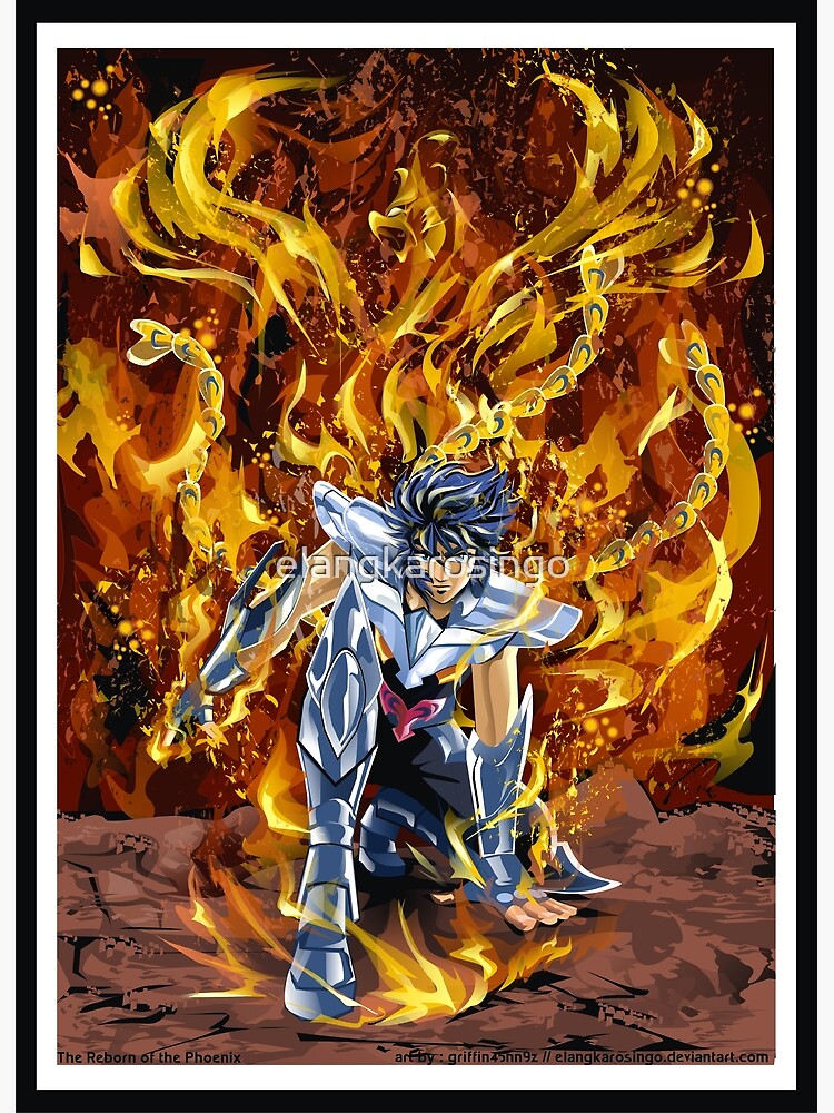 Saint Seiya Poster Phoenix Ikki Two Color Background Close Up